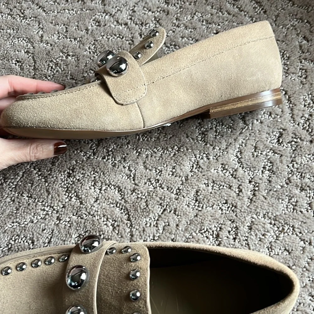 Karl Lagerfeld Avah Studs loafer slip on flats taupe size 6.5 shoe